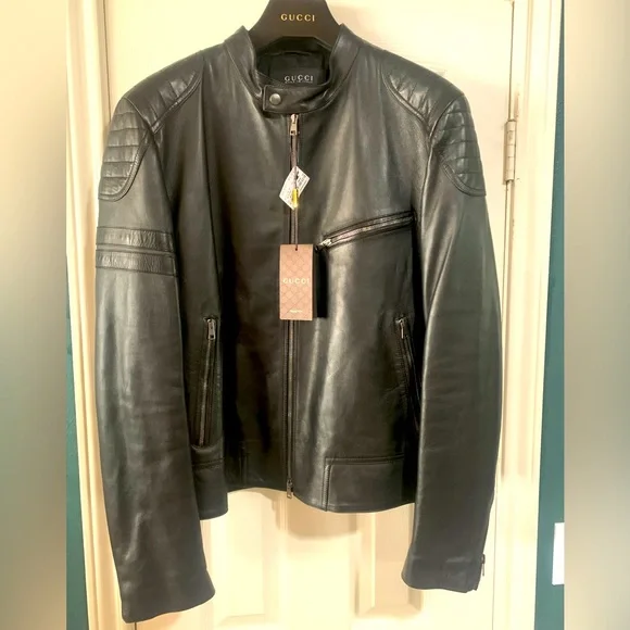 Beautiful Men’s Gucci Leather And Wool Biker Jacket. - Picture 1 of 9
